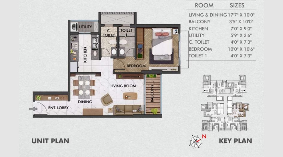 Gurukul-heights-Floor-Plan-1 BHK -547 Sqft